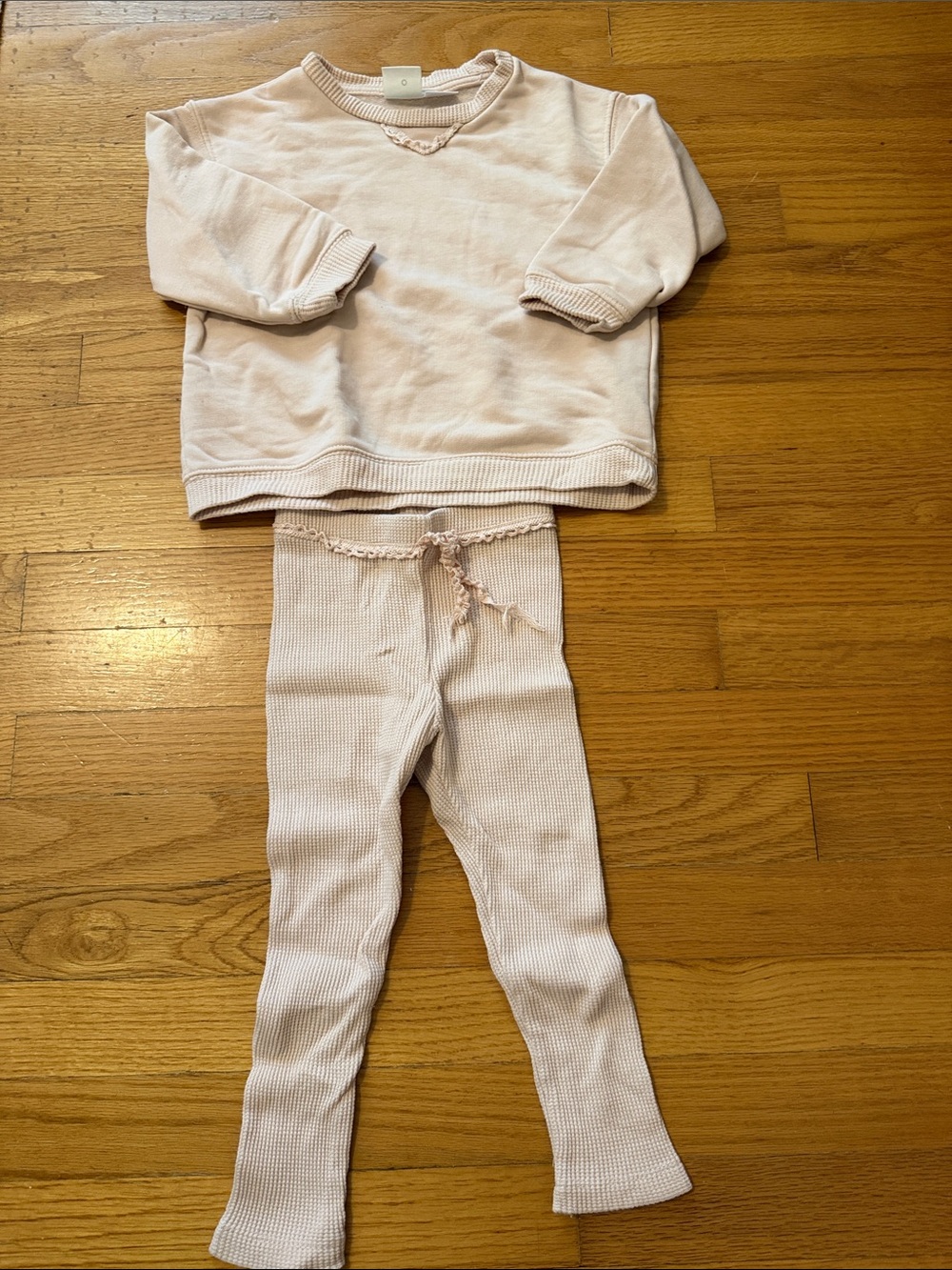 Zara Light Pink Ribbed Leggings and Sweatshirt Set